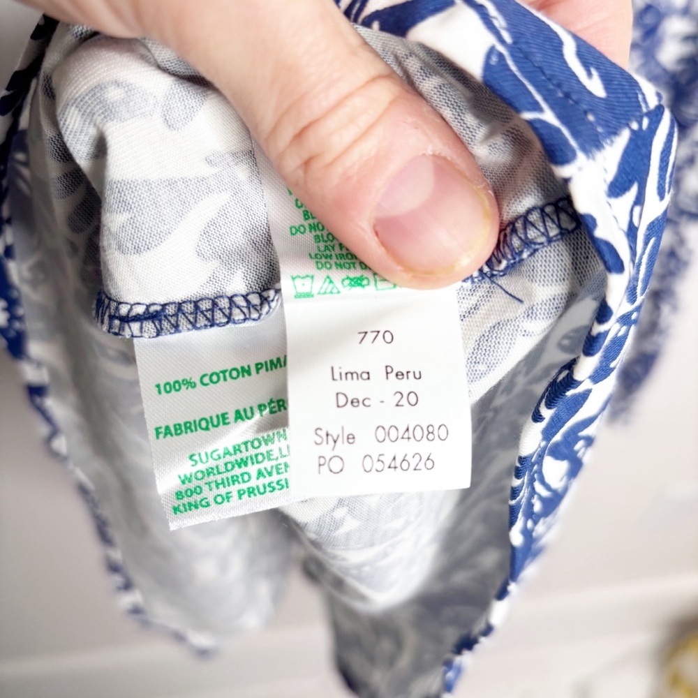 Lilly Pulitzer Kristen Flounce Dress Krillen It Blue White Pattern L NWOT - Picture 10 of 11